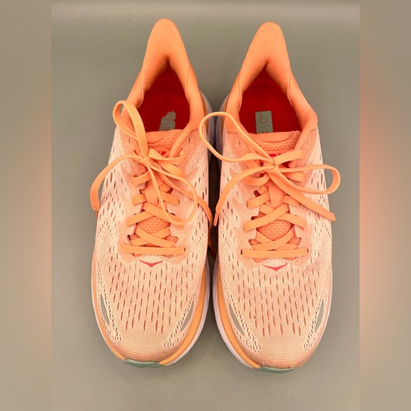 Hoka One One Clifton 8 Running Shoes Size 7 Cantaloupe/Silver Peony Orange Peach - Picture 5 of 11